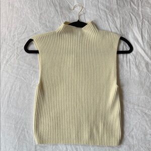 Cream Sleeveless Ribbed Knit Top